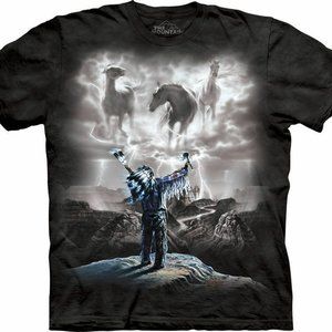 The Mountain Horses Storm Native Chief Clouds Southwestern Indian T-Shirt S-3X
